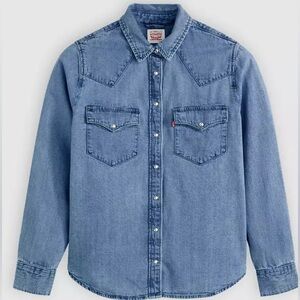 LEVIS RED TAG DENIM SHIRT Snap buttons and pointed Western yokes Womens sz small